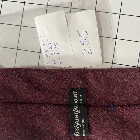 Yves Saint Laurent Mens Burgundy Wool Tie Classic Style - Picture 6 of 6